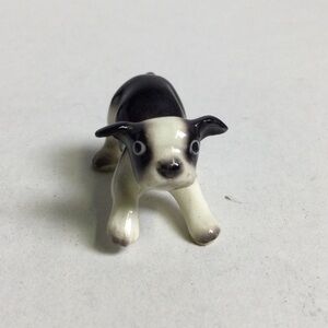Vintage Boston Terrier Playful Crouching Puppy Figurine
